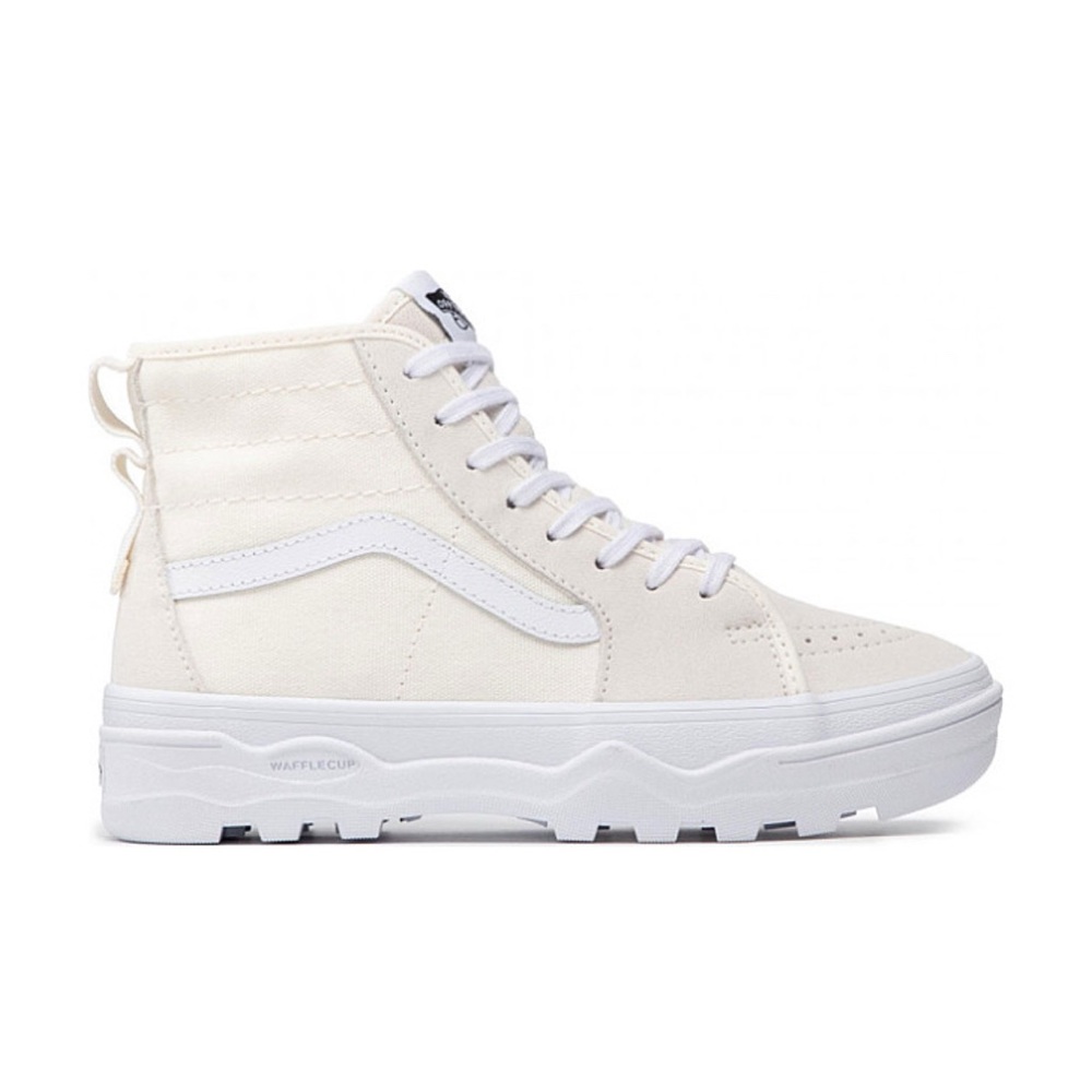 Vans Cream High-Top Sneakers with Platform Sole